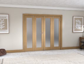 Oak P10 Frosted Folding Room Divider (4 x 533mm doors)