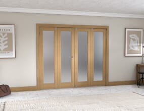 Oak P10 Frosted Folding Room Divider 8ft (2400mm) set