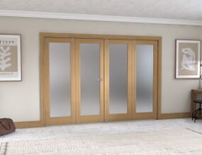 Oak P10 Frosted Folding Room Divider (4 x 686mm doors)