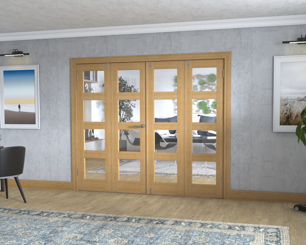 Oak 4L Frenchfold - Clear (4 x 573mm Doors)
