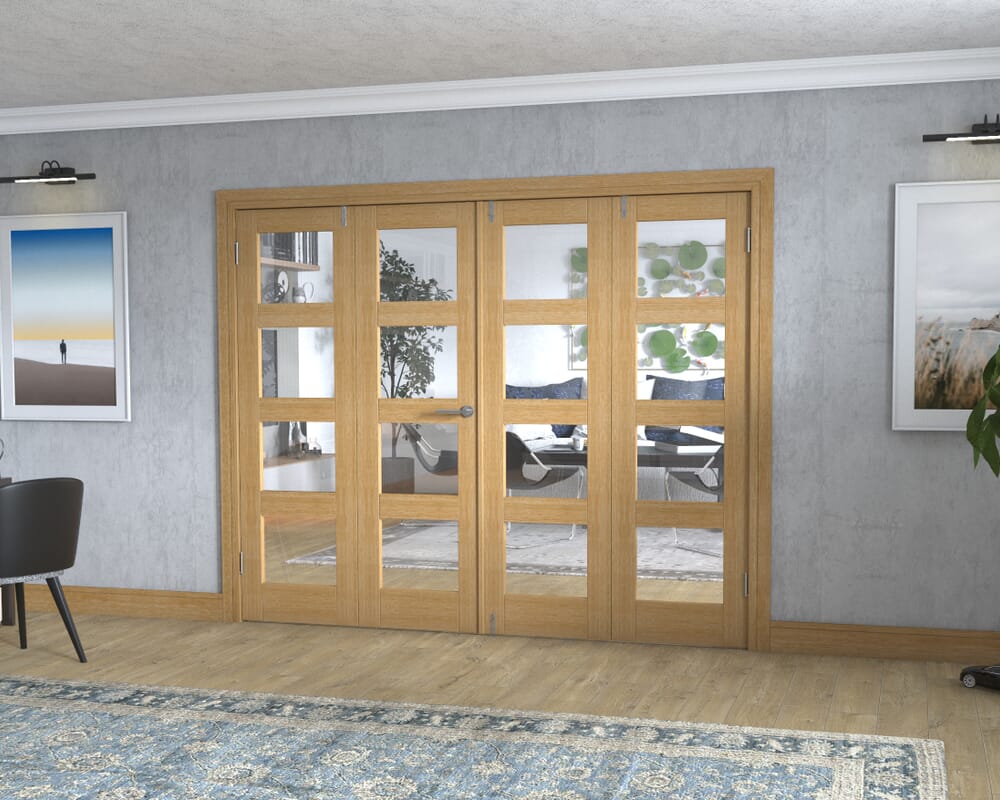 Oak 4L Frenchfold - Clear (4 x 610mm Doors)