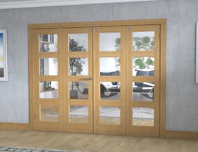 Oak 4L Folding Room Divider (4 x 610mm doors)