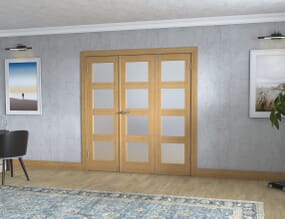 Oak 4L Frosted Folding Room Divider (3 x 610mm doors)