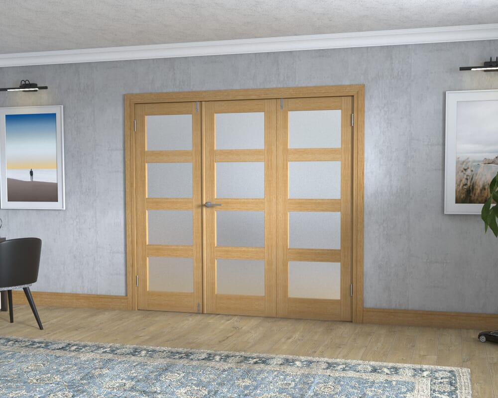 Oak 4L Frenchfold - Frosted (3 x 686mm Doors)