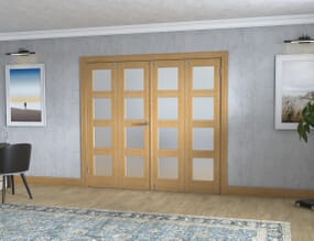 Oak 4L Frosted Folding Room Divider (4 x 533mm doors)