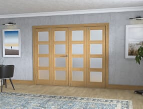 Oak 4L Frosted Folding Room Divider (4 x 610mm doors)