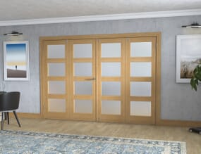 Oak 4L Frosted Folding Room Divider (4 x 686mm doors)