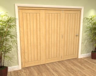 Mexicano Oak Folding Room Divider (3 x 610mm Doors)