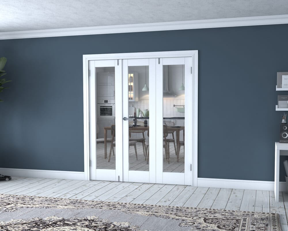 White P10 Frenchfold - Clear (3 x 573mm Doors)