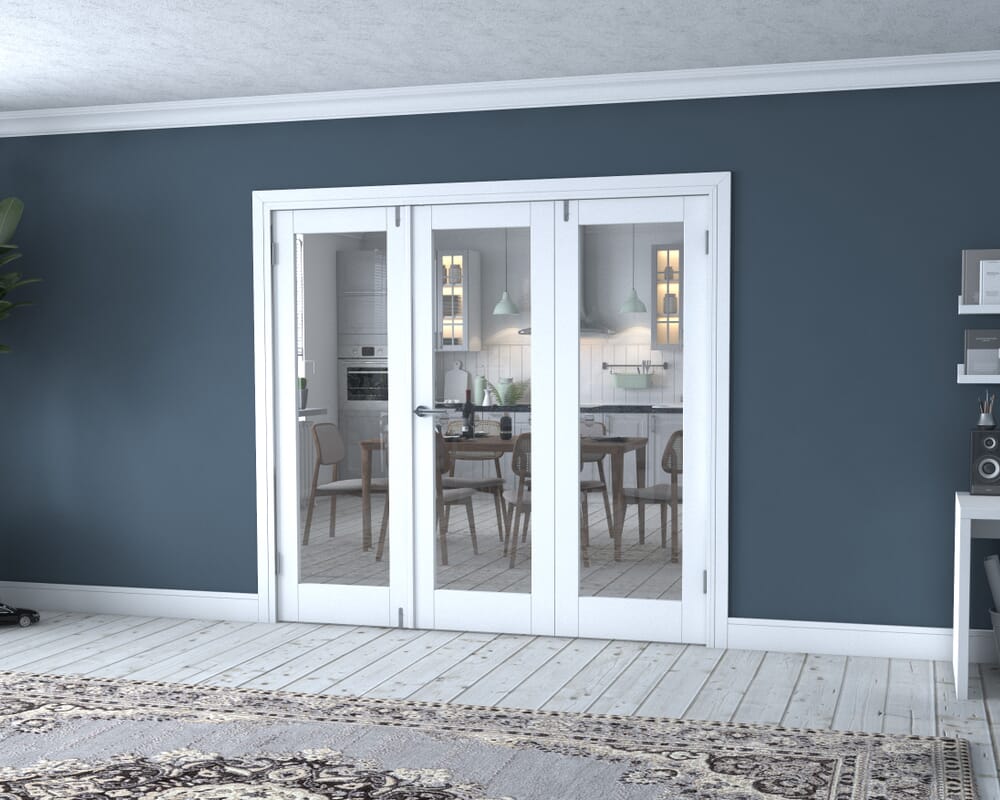 White P10 Frenchfold - Clear (3 x 686mm Doors)