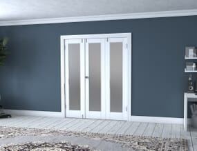 White P10 Frosted Folding Room Divider (3 x 533mm Doors)