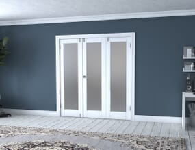 White P10 Frosted Folding Room Divider (3 x 610mm Doors)