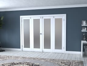 White P10 Frosted Folding Room Divider (4 x 610mm Doors)