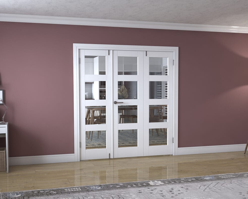 White 4L Frenchfold - Clear (3 x 610mm Doors)