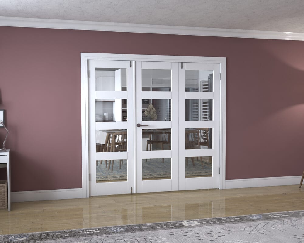 White 4L Frenchfold - Clear (3 x 686mm Doors)