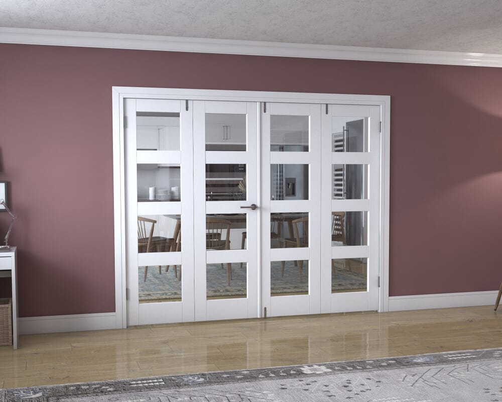 White 4L Frenchfold - Clear (4 x 610mm Doors)