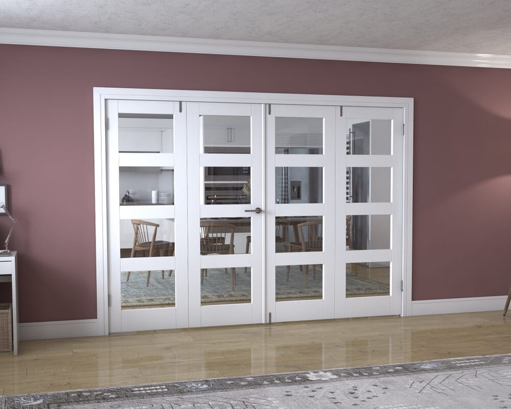 White 4L Frenchfold - Clear (4 x 686mm Doors)