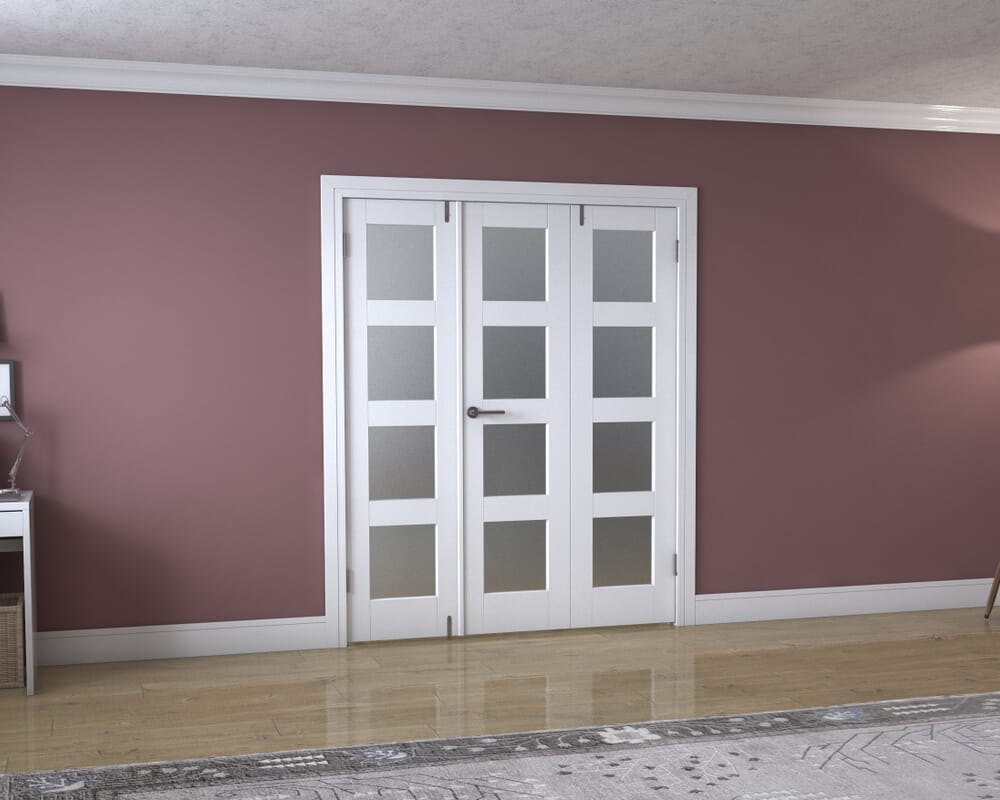 White 4L Frenchfold - Frosted (3 x 533mm Doors)