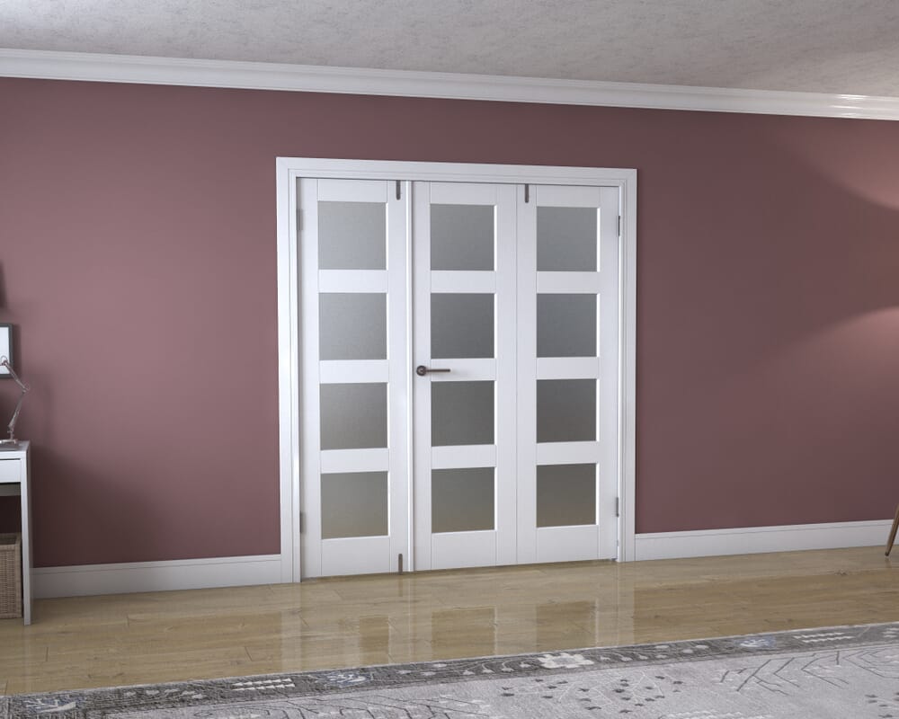 White 4L Frenchfold - Frosted (3 x 573mm Doors)