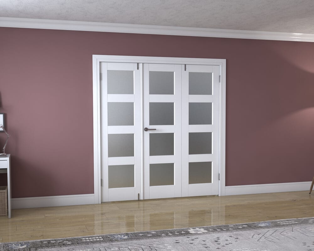 White 4L Frenchfold - Frosted (3 x 610mm Doors)
