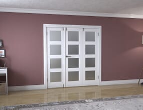 White 4L Frosted Folding Room Divider (3 x 610mm doors)