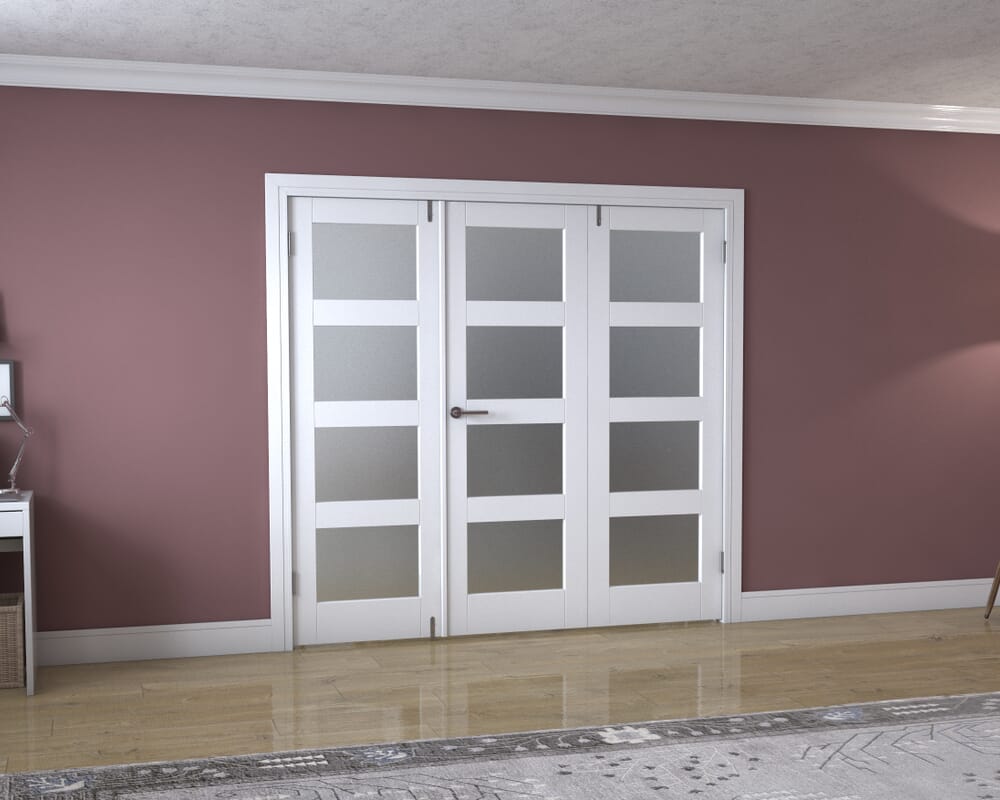 White 4L Frenchfold - Frosted (3 x 686mm Doors)