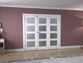 White 4L Frosted Folding Room Divider 7ft (2142mm) set