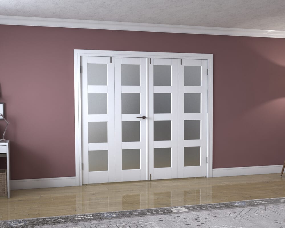 White 4L Frenchfold - Frosted (4 x 533mm Doors)