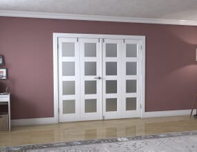 White 4L Frosted Folding Room Divider (4 x 533mm doors)