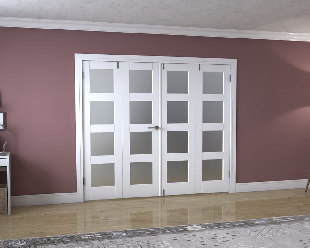 White 4L Frenchfold - Frosted (4 x 573mm Doors)
