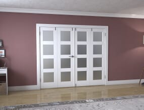 White 4L Frosted Folding Room Divider 8ft (2400mm) set