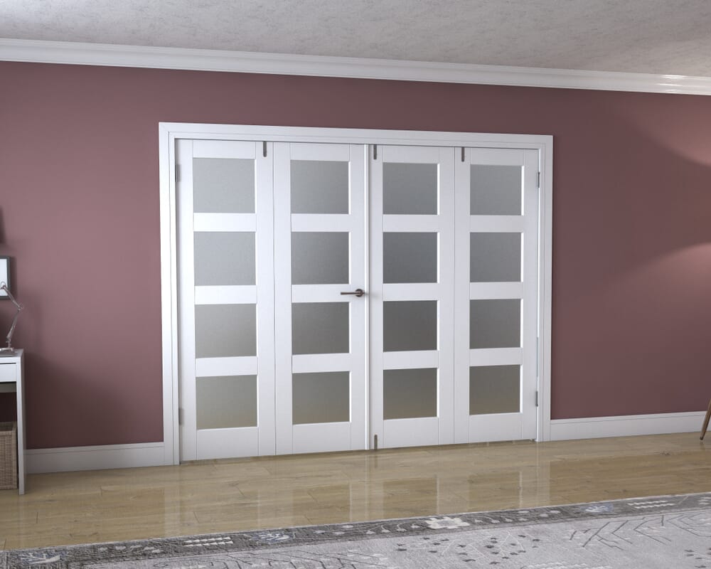 White 4L Frenchfold - Frosted (4 x 610mm Doors)