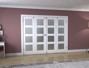 White 4L Frosted Folding Room Divider (4 x 610mm doors)