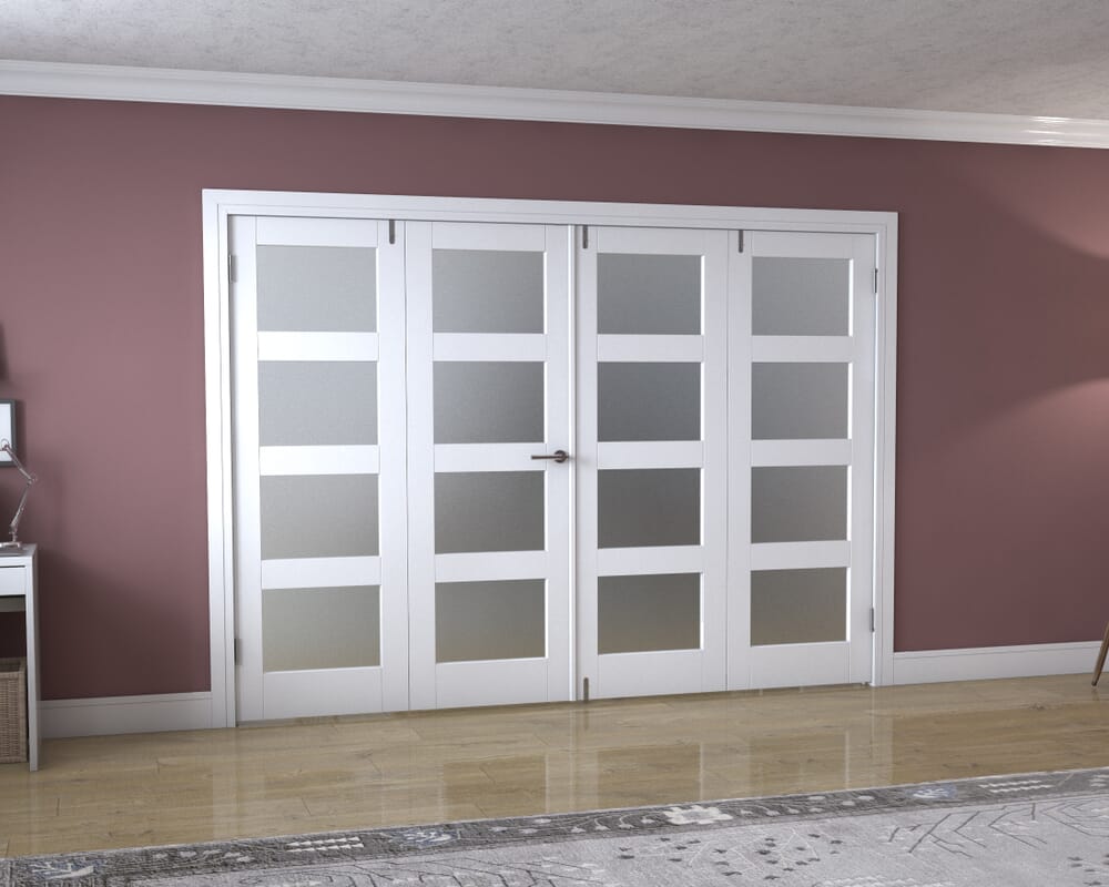 White 4L Frenchfold - Frosted (4 x 686mm Doors)