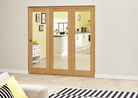 Slimline Pre-finished Glazed Oak Roomfold Deluxe (3 X 457mm Doors) Image