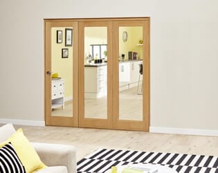 Slimline Glazed Oak Prefinished Roomfold Deluxe ( 3 X 457mm Doors )