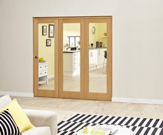 Prefinished Oak Roomfold Deluxe Internal Bifold Doors with Clear Glass