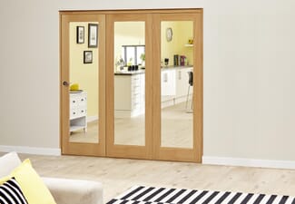 Glazed Oak Prefinished 3 Door Roomfold Deluxe (3 X 1