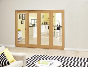 Slimline Prefinished Glazed Oak Roomfold Deluxe (4 x 419mm Doors)