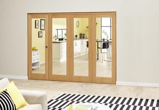 Slimline Glazed Oak Prefinished Roomfold Deluxe ( 4 X 457mm Doors )