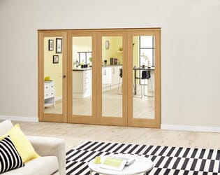 Glazed Oak Prefinished 4 Door Roomfold Deluxe 2400mm (8ft) Set