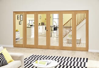 Glazed Oak Prefinished 6 Door Roomfold Deluxe (3+3 X 2