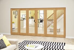 Glazed Oak Prefinished 6 Door Roomfold Deluxe (5+1 X 2