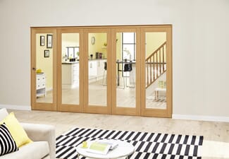 Glazed Oak Prefinished 5 Door Roomfold Deluxe 3000mm (10ft) Set