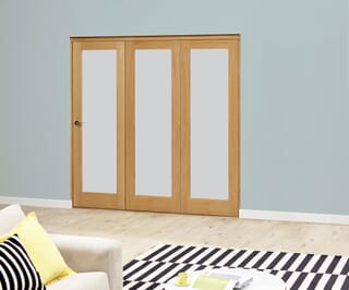 Prefinished Oak Roomfold Deluxe Internal Bifold Doors with Frosted Glass