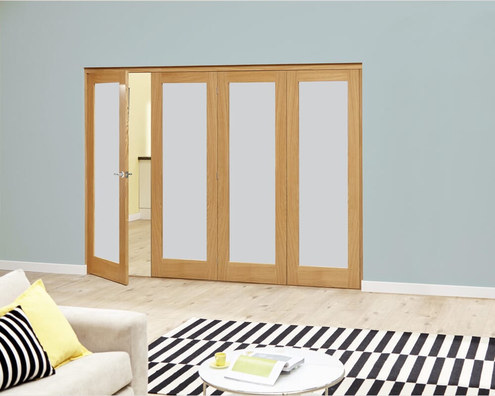 Prefinished Frosted P10 Oak Roomfold Deluxe (4 x 610mm doors)
