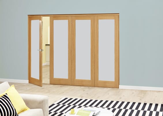 Prefinished Frosted P10 Oak Roomfold Deluxe (4 x 610mm doors)