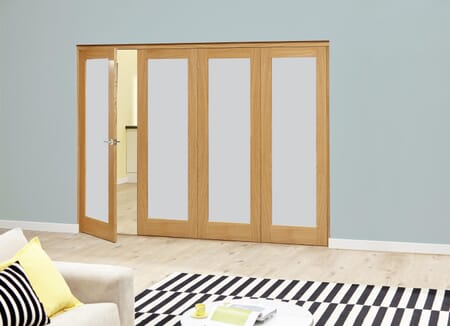 Prefinished Frosted P10 Oak Roomfold Deluxe (4 x 762mm doors)