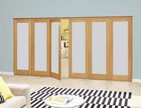 Prefinished Frosted P10 Oak Roomfold Deluxe (3 + 3 x 610mm doors)