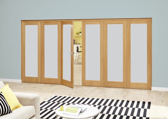 Prefinished Frosted P10 Oak Roomfold Deluxe (5 + 1 x 686mm doors)